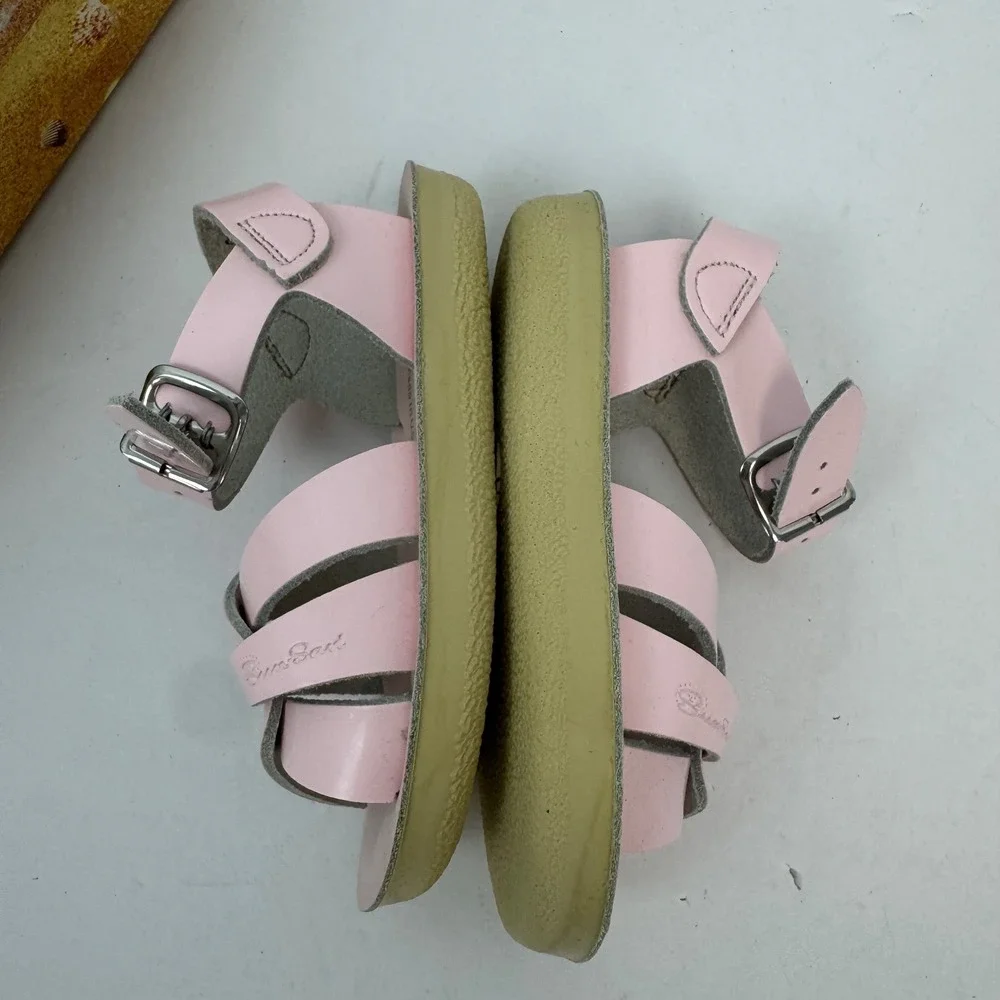 Sun-San Salt Water Swimmer Sandals Pink Patent Leather Kids Size 7 800-819